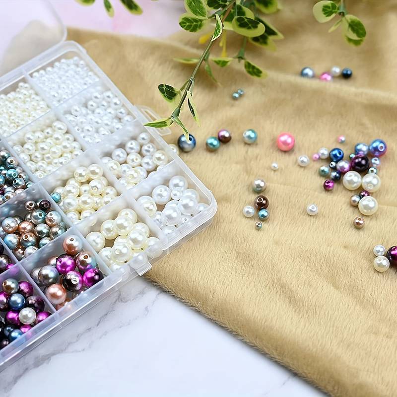 6 Colors Faux Pearl Beads Set Multicolor Pearl Beads Loose - Temu